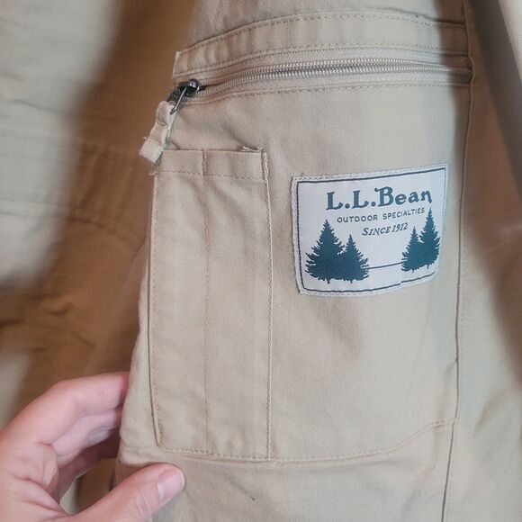 LL BEAN Field Jacket Utility Coat Safari Unstructured Blazer Elbow Patches SZ 42 - Picture 8 of 16